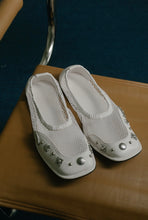 Load image into Gallery viewer, White Studded Fishnet Flats