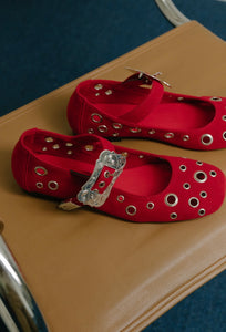 Red Mary Jane Flats