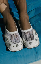 Load image into Gallery viewer, White Studded Fishnet Flats