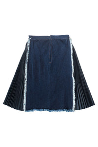 Blues & Pleats Midi Skirt